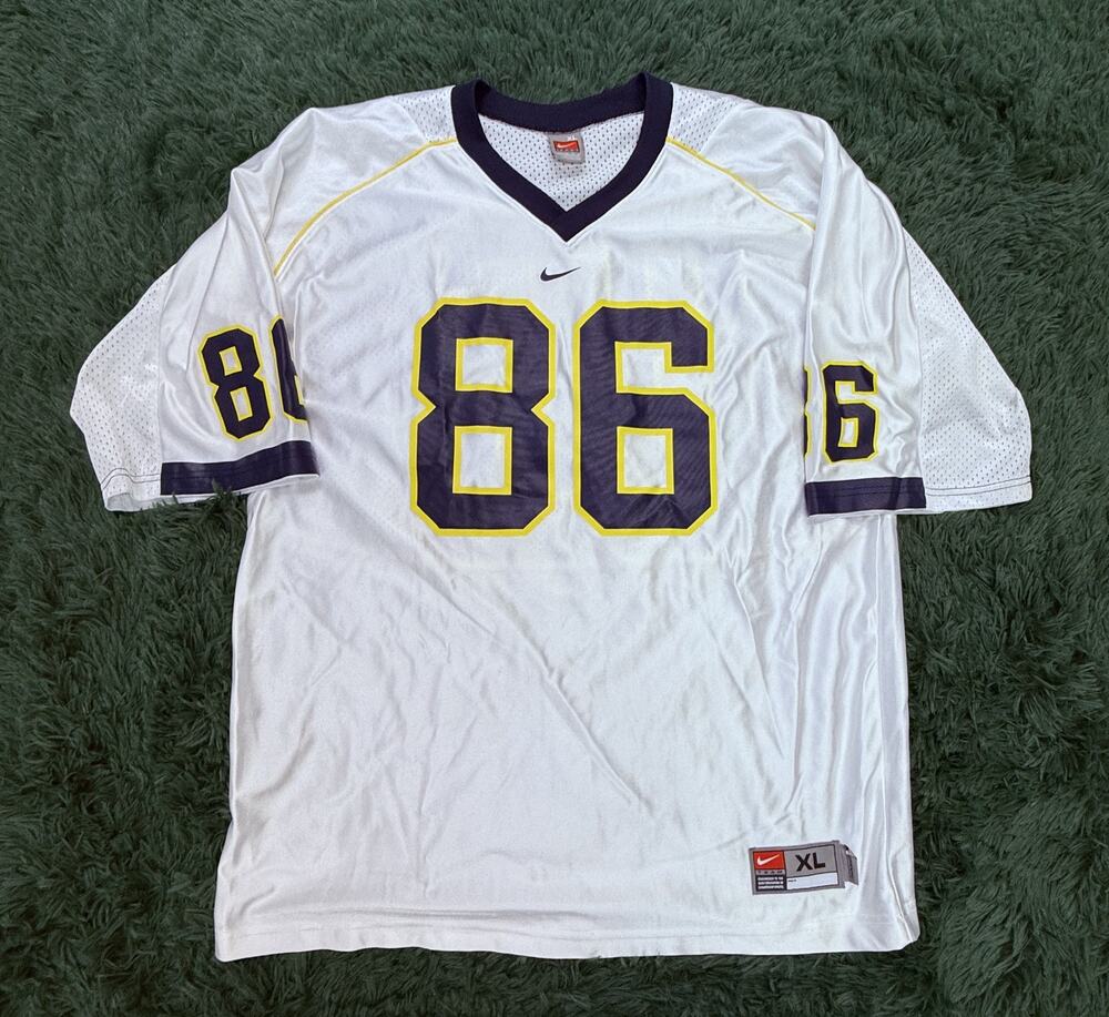 Vintage Nike Team Michigan Wolverines #86 Football Jersey Men's XL White Gold